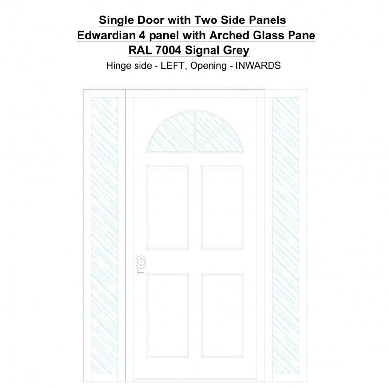 Sd2sp Edwardian 4 Panel With Arched Glass Pane Ral 7004 Signal Grey Security Door