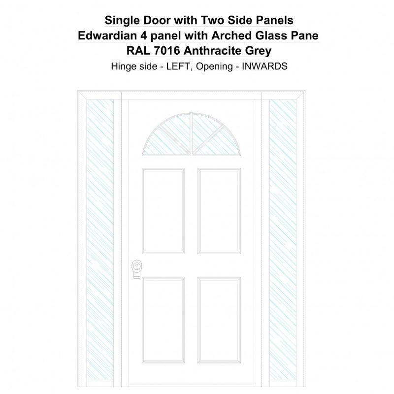Sd2sp Edwardian 4 Panel With Arched Glass Pane Ral 7016 Anthracite Grey Security Door