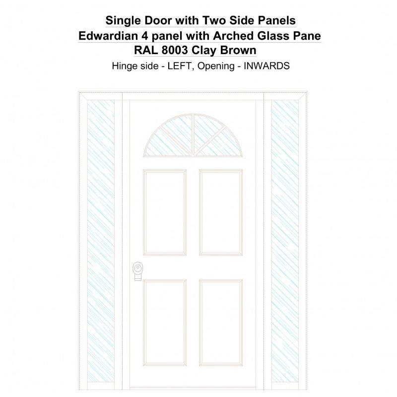 Sd2sp Edwardian 4 Panel With Arched Glass Pane Ral 8003 Clay Brown Security Door