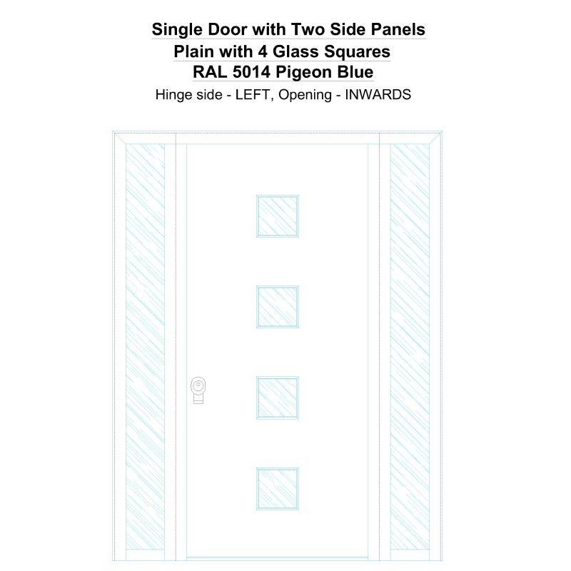 Sd2sp Plain With 4 Glass Squares Ral 5014 Pigeon Blue Security Door