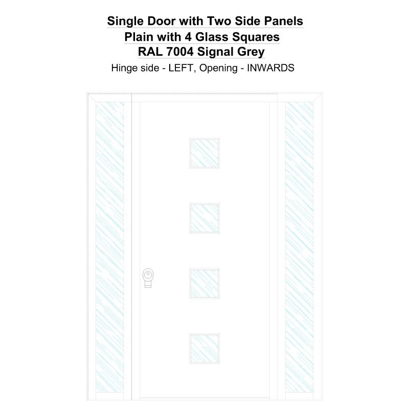 Sd2sp Plain With 4 Glass Squares Ral 7004 Signal Grey Security Door