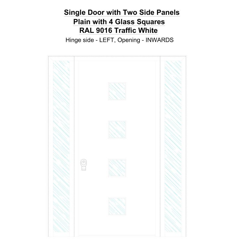 Sd2sp Plain With 4 Glass Squares Ral 9016 Traffic White Security Door