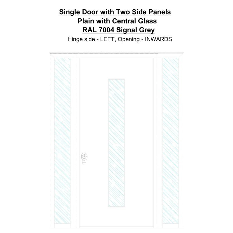 Sd2sp Plain With Central Glass Ral 7004 Signal Grey Security Door