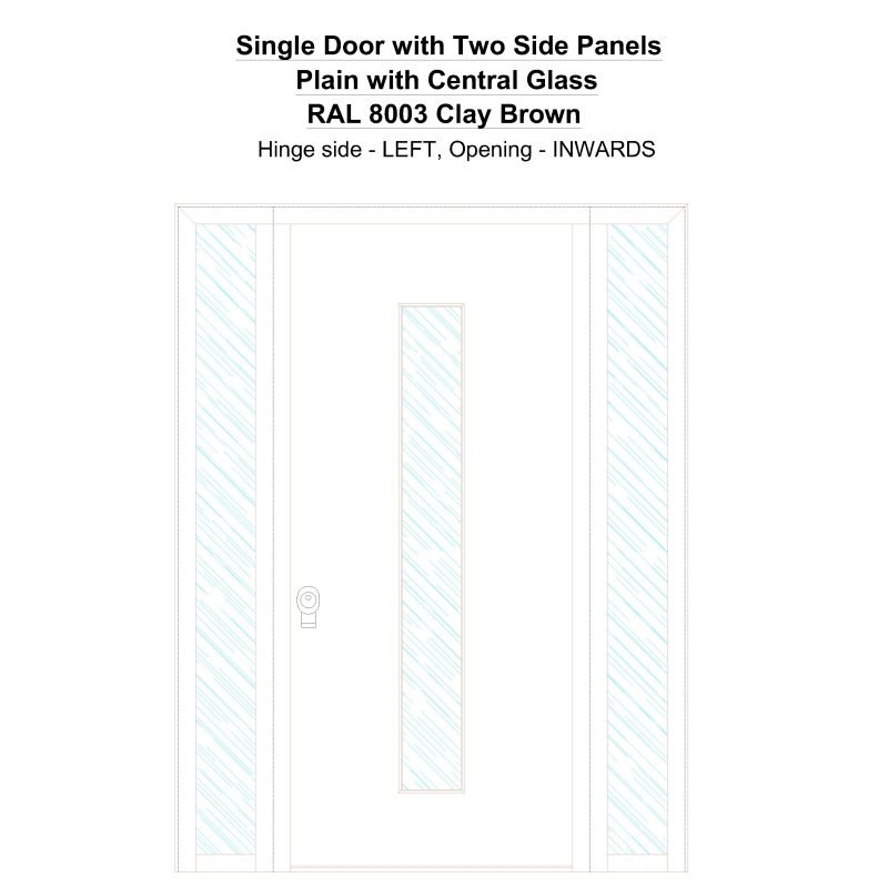 Sd2sp Plain With Central Glass Ral 8003 Clay Brown Security Door