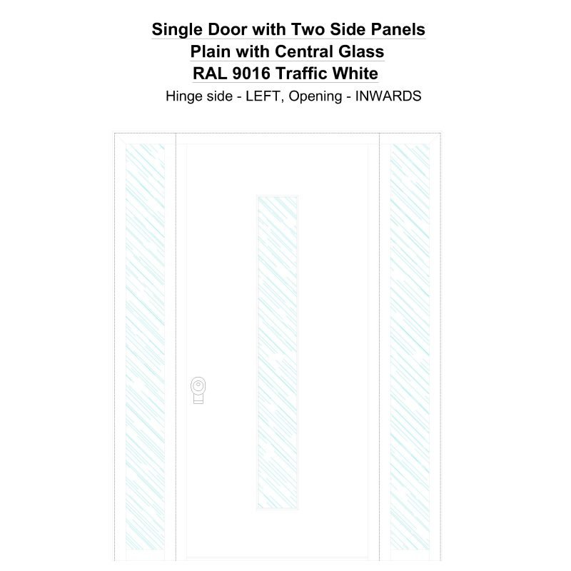 Sd2sp Plain With Central Glass Ral 9016 Traffic White Security Door