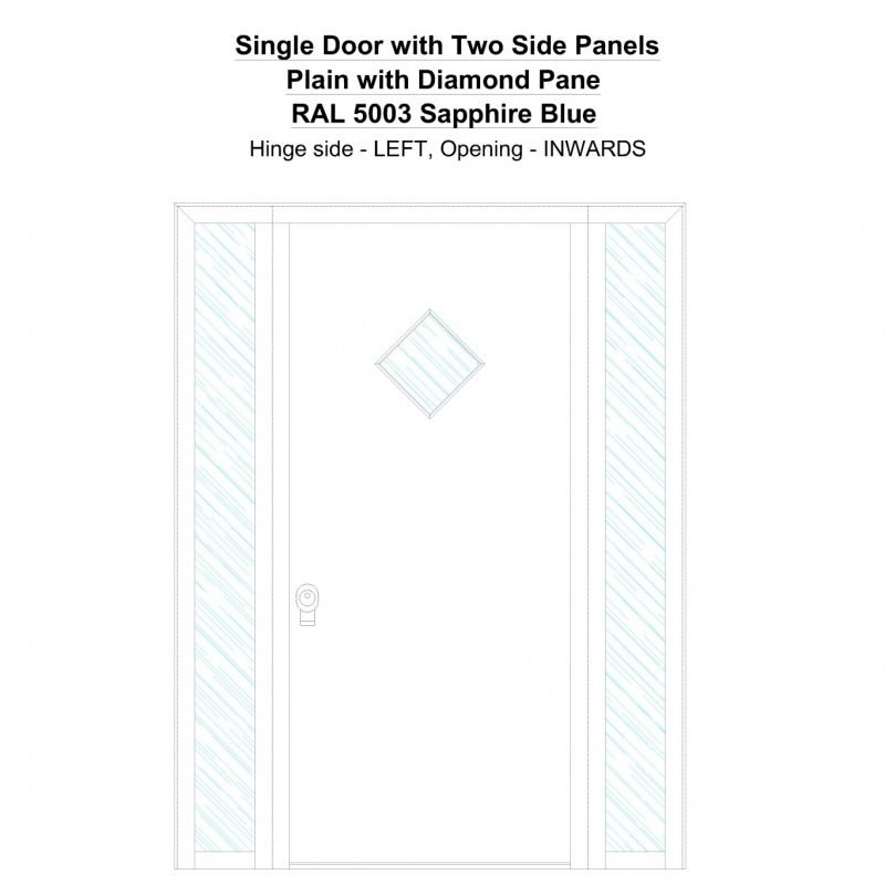 Sd2sp Plain With Diamond Pane Ral 5003 Sapphire Blue Security Door