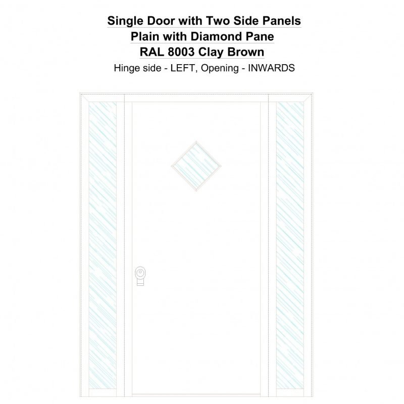 Sd2sp Plain With Diamond Pane Ral 8003 Clay Brown Security Door