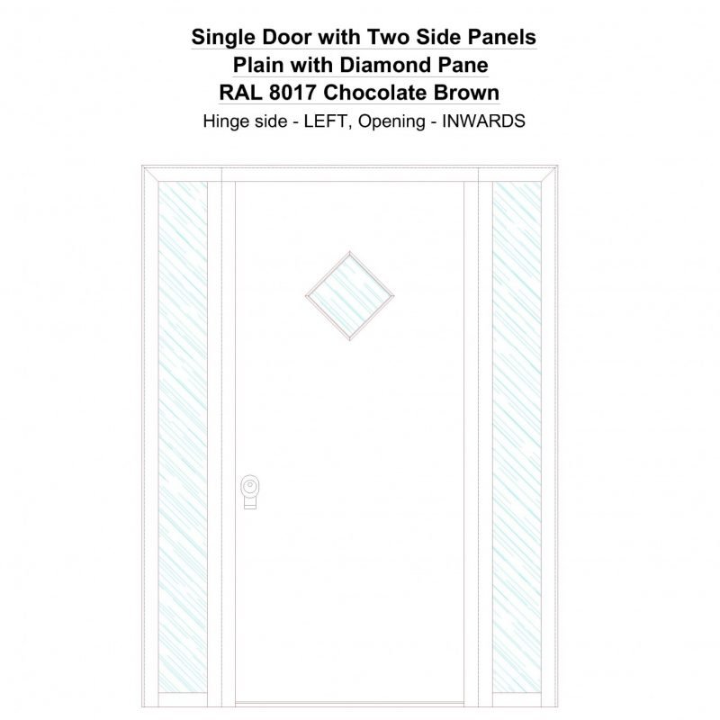 Sd2sp Plain With Diamond Pane Ral 8017 Chocolate Brown Security Door