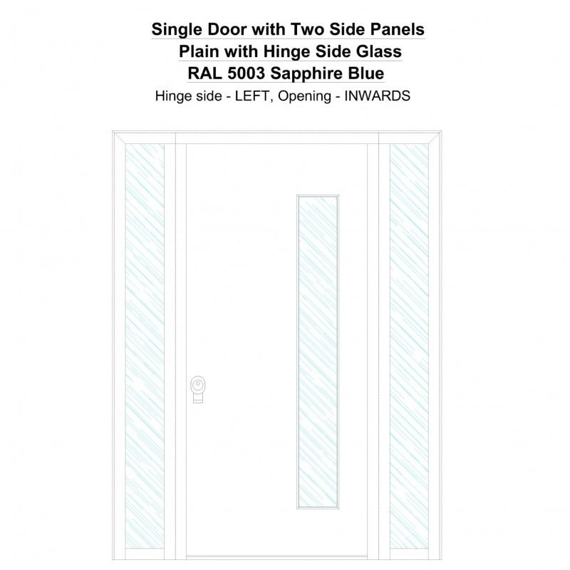 Sd2sp Plain With Hinge Side Glass Ral 5003 Sapphire Blue Security Door