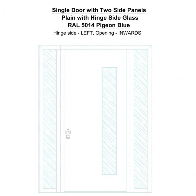 Sd2sp Plain With Hinge Side Glass Ral 5014 Pigeon Blue Security Door