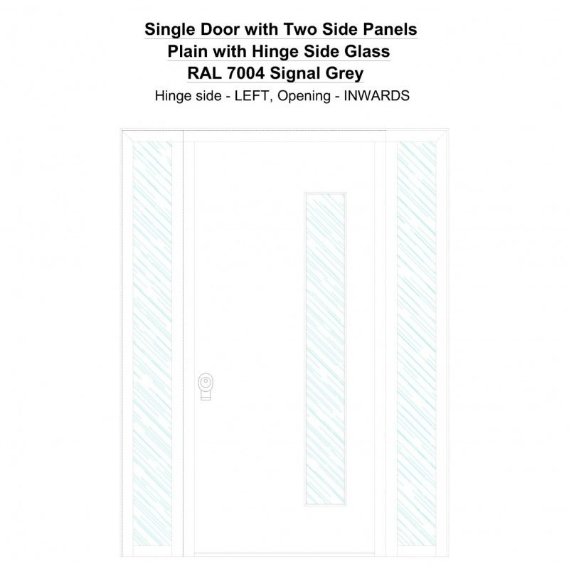 Sd2sp Plain With Hinge Side Glass Ral 7004 Signal Grey Security Door