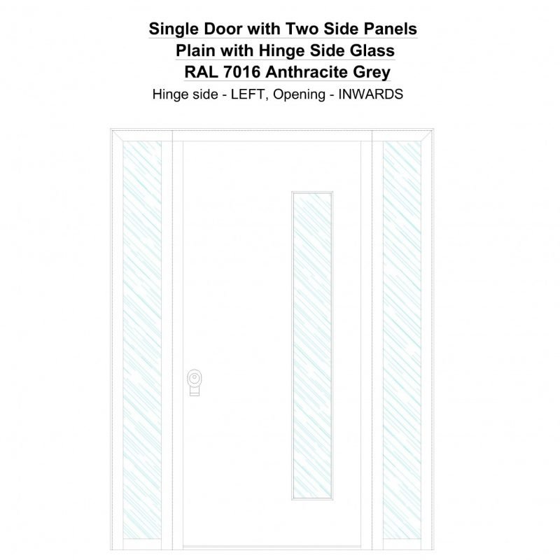 Sd2sp Plain With Hinge Side Glass Ral 7016 Anthracite Grey Security Door