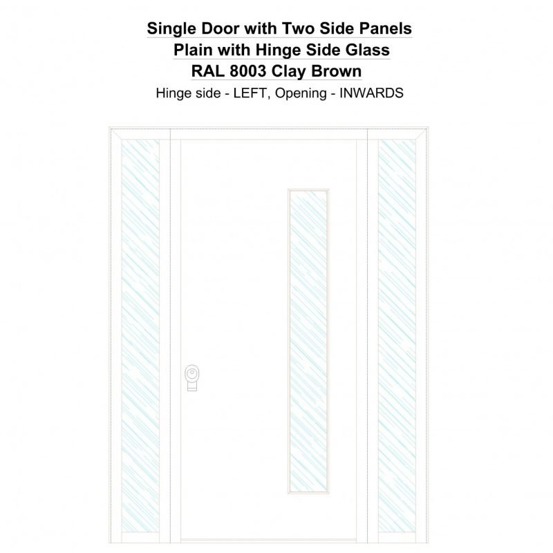 Sd2sp Plain With Hinge Side Glass Ral 8003 Clay Brown Security Door