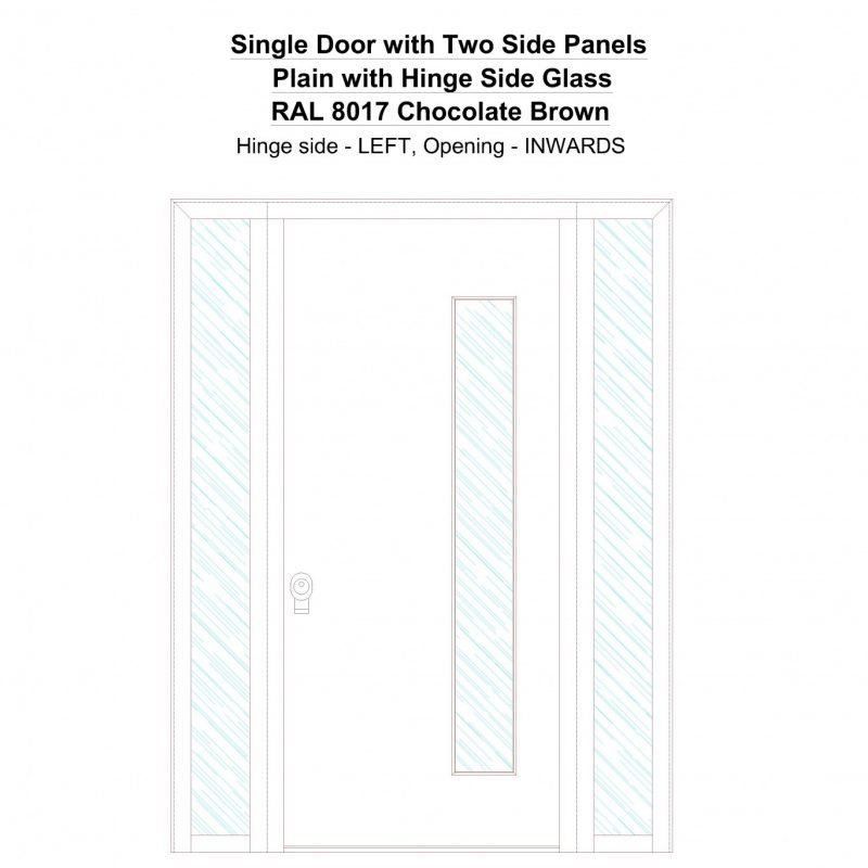 Sd2sp Plain With Hinge Side Glass Ral 8017 Chocolate Brown Security Door