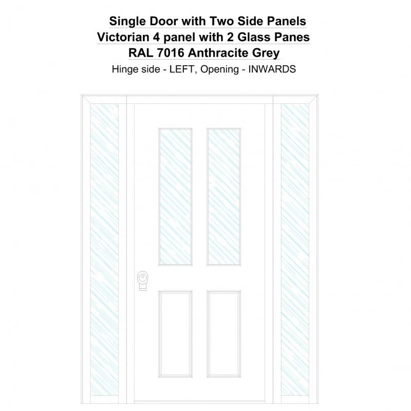 Sd2sp Victorian 4 Panel With 2 Glass Panes Ral 7016 Anthracite Grey Security Door