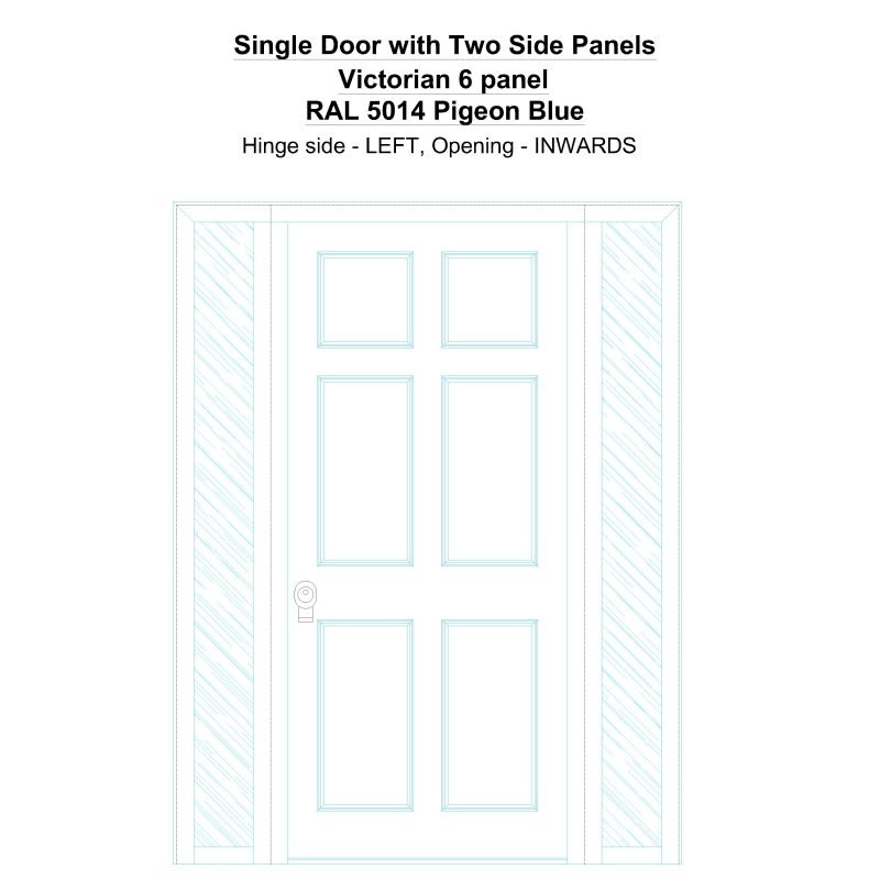 Sd2sp Victorian 6 Panel Ral 5014 Pigeon Blue Security Door
