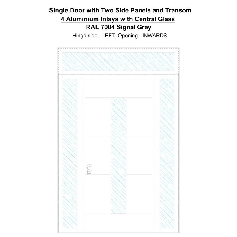 Sd2spt 4 Aluminium Inlays With Central Glass Ral 7004 Signal Grey Security Door