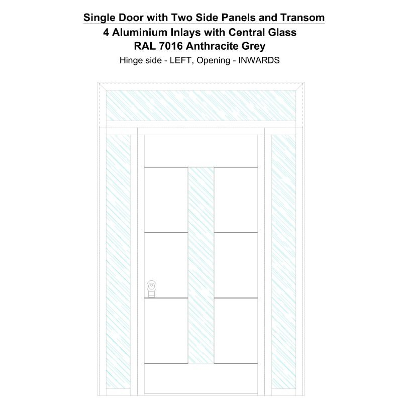 Sd2spt 4 Aluminium Inlays With Central Glass Ral 7016 Anthracite Grey Security Door