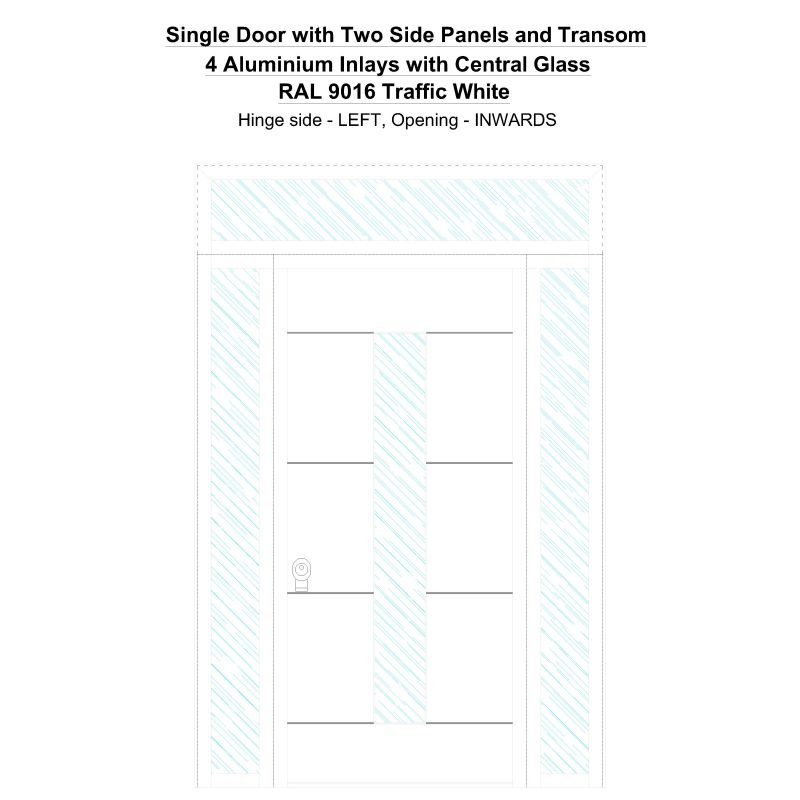 Sd2spt 4 Aluminium Inlays With Central Glass Ral 9016 Traffic White Security Door