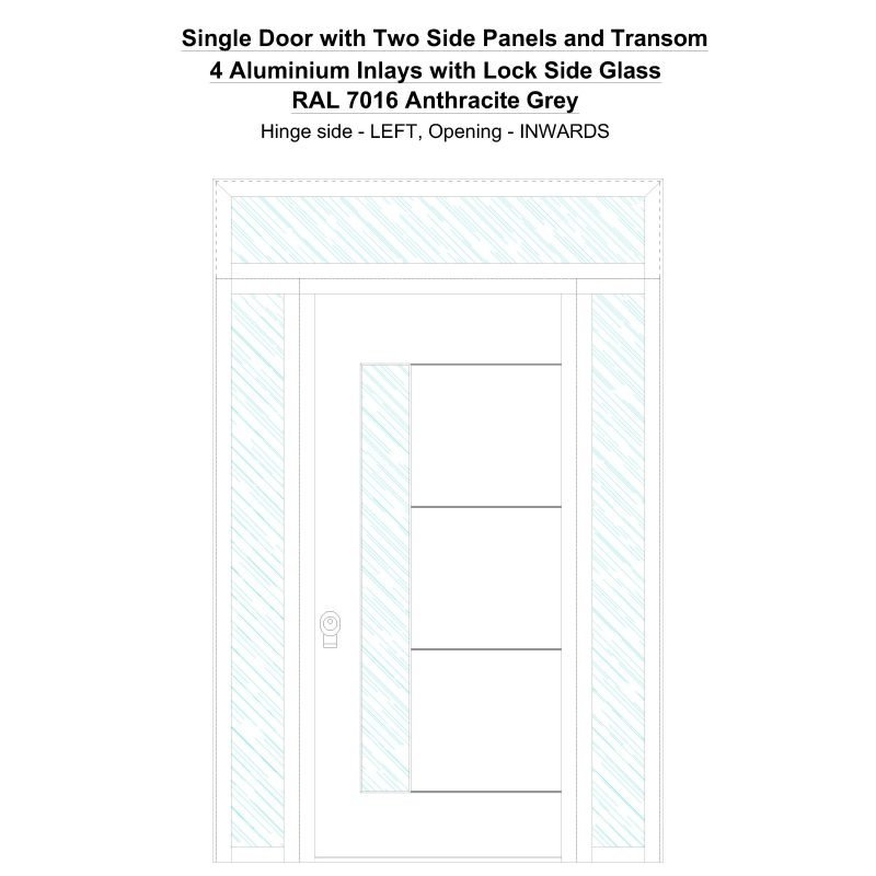 Sd2spt 4 Aluminium Inlays With Lock Side Glass Ral 7016 Anthracite Grey Security Door