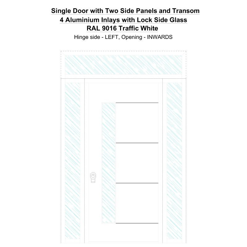 Sd2spt 4 Aluminium Inlays With Lock Side Glass Ral 9016 Traffic White Security Door