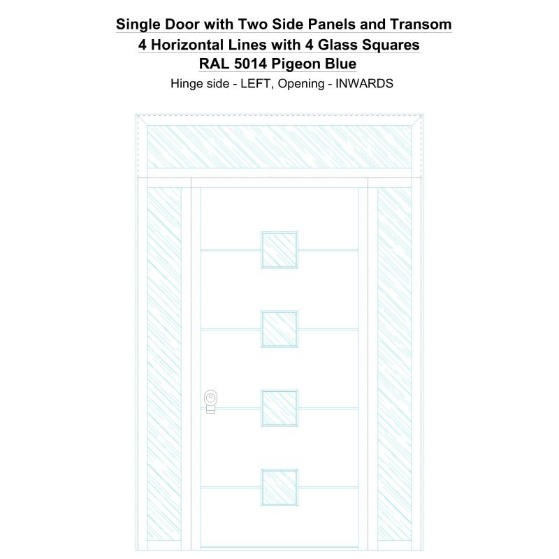 Sd2spt 4 Horizontal Lines With 4 Glass Squares Ral 5014 Pigeon Blue Security Door