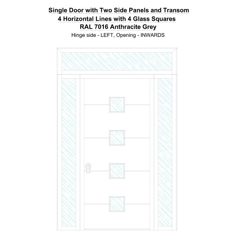 Sd2spt 4 Horizontal Lines With 4 Glass Squares Ral 7016 Anthracite Grey Security Door