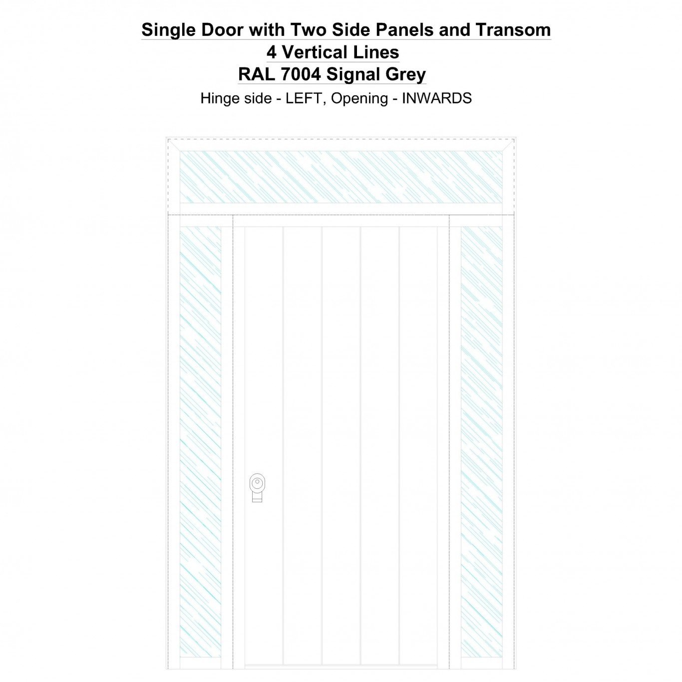 Single Door with Two Side Panels and Transom 4 Vertical Lines Signal ...