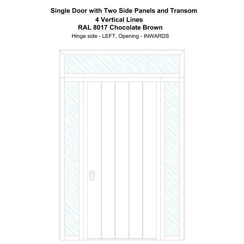 Sd2spt 4 Vertical Lines Ral 8017 Chocolate Brown Security Door