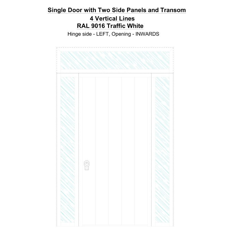 Sd2spt 4 Vertical Lines Ral 9016 Traffic White Security Door