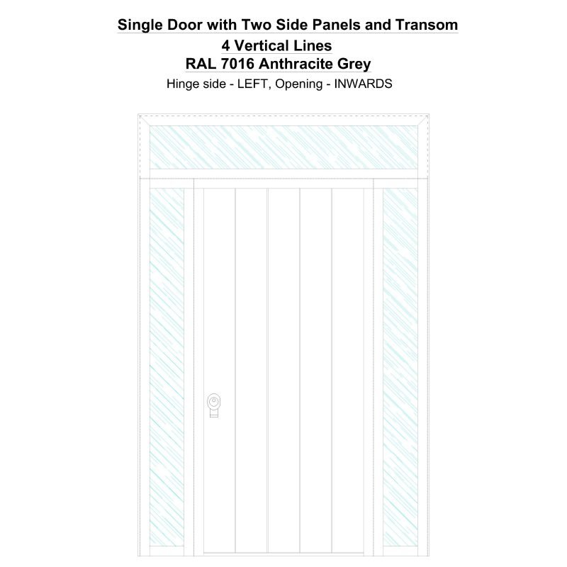 Sd2spt 4 Vertical Lines Ral7016 Anthracie Grey Security Door