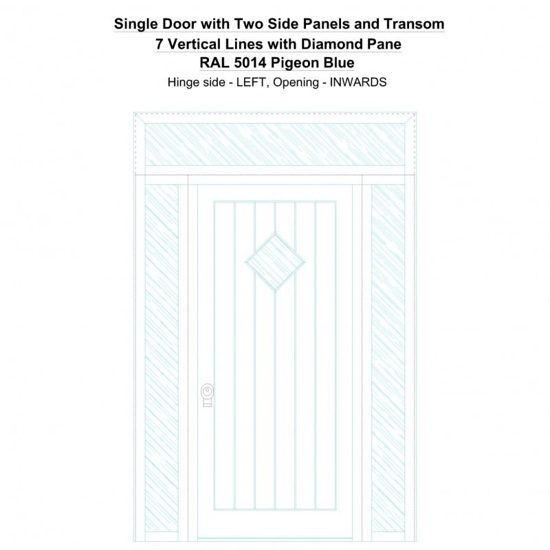 Sd2spt 7 Vertical Lines With Diamond Pane Ral 5014 Pigeon Blue Security Door