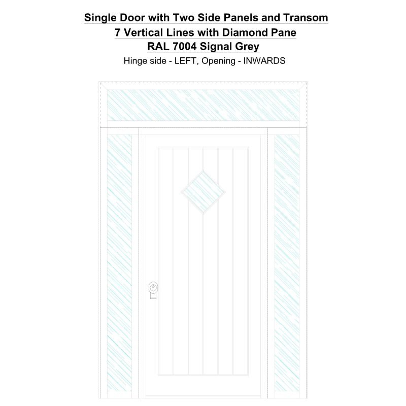 Sd2spt 7 Vertical Lines With Diamond Pane Ral 7004 Signal Grey Security Door