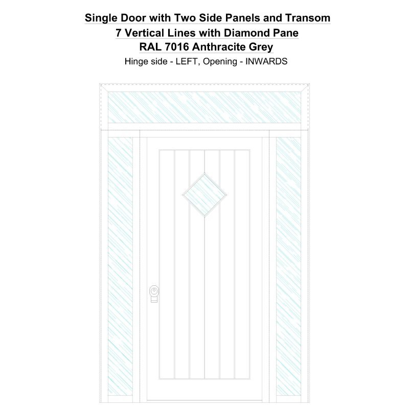Sd2spt 7 Vertical Lines With Diamond Pane Ral 7016 Anthracite Grey Security Door