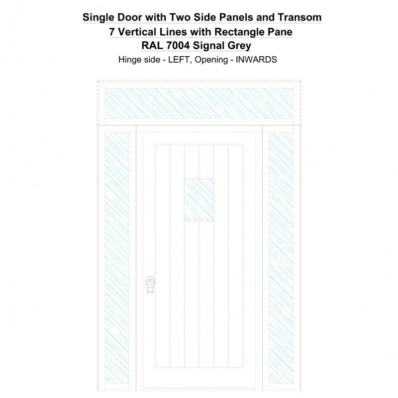 Sd2spt 7 Vertical Lines With Rectangle Pane Ral 7004 Signal Grey Security Door