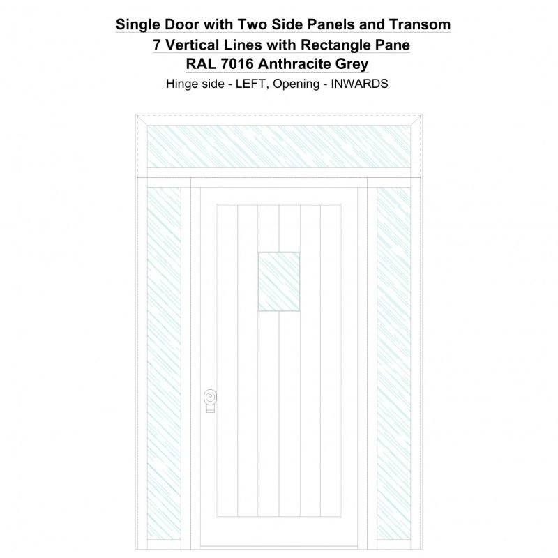 Sd2spt 7 Vertical Lines With Rectangle Pane Ral 7016 Anthracite Grey Security Door