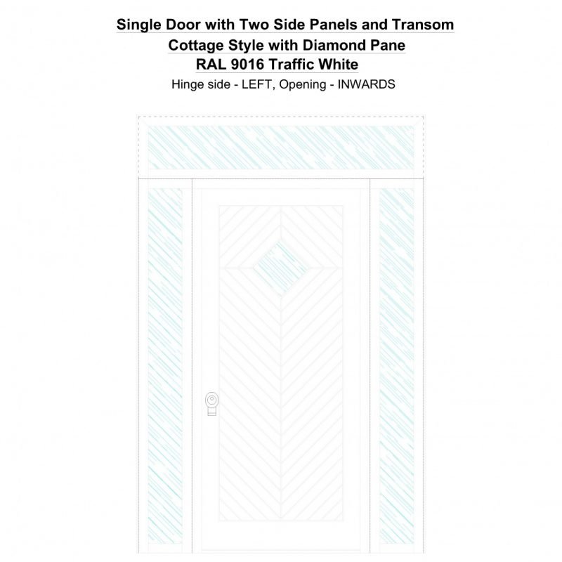 Sd2spt Cottage Style With Diamond Pane Ral 9016 Traffic White Security Door