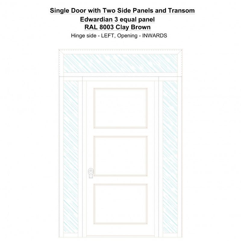 Sd2spt Edwardian 3 Equal Panel Ral 8003 Clay Brown Security Door