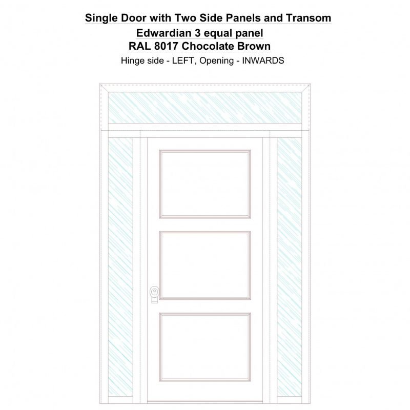 Sd2spt Edwardian 3 Equal Panel Ral 8017 Chocolate Brown Security Door