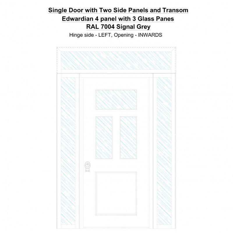 Sd2spt Edwardian 4 Panel With 3 Glass Panes Ral 7004 Signal Grey Security Door