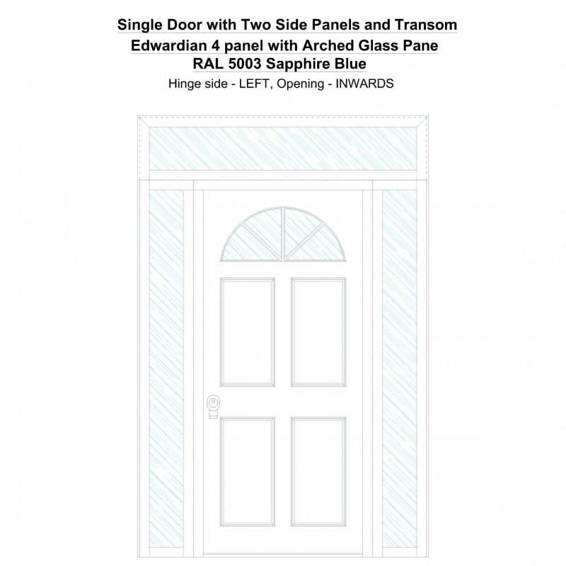 Sd2spt Edwardian 4 Panel With Arched Glass Pane Ral 5003 Sapphire Blue Security Door