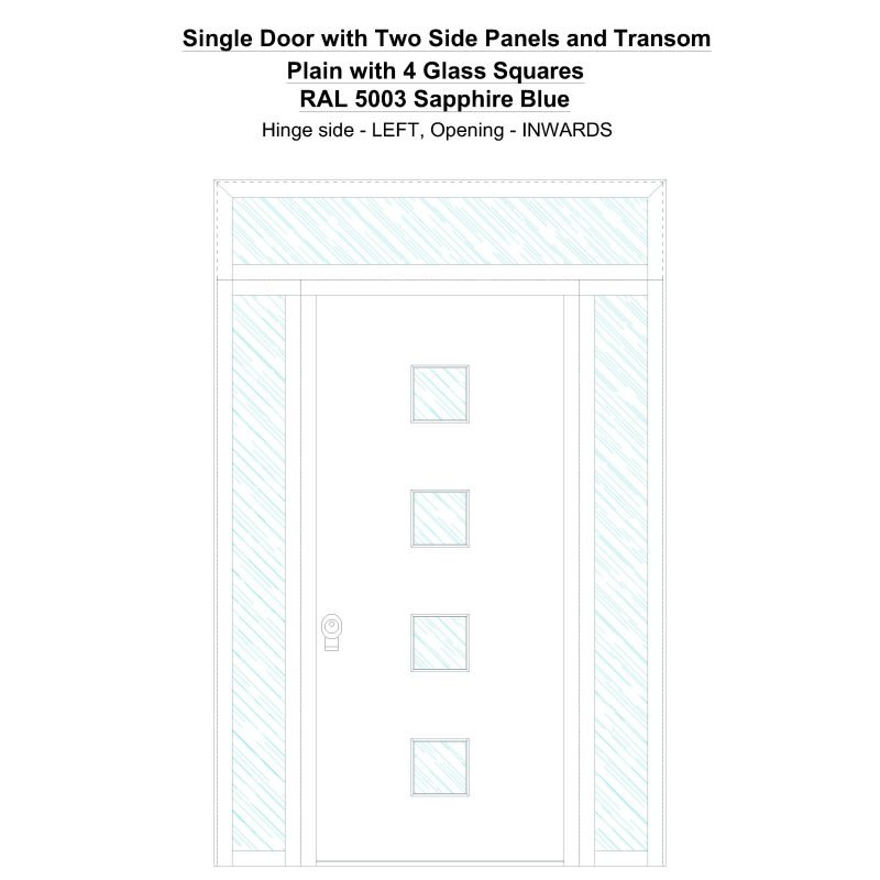 Sd2spt Plain With 4 Glass Squares Ral 5003 Sapphire Blue Security Door