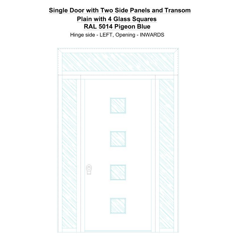 Sd2spt Plain With 4 Glass Squares Ral 5014 Pigeon Blue Security Door