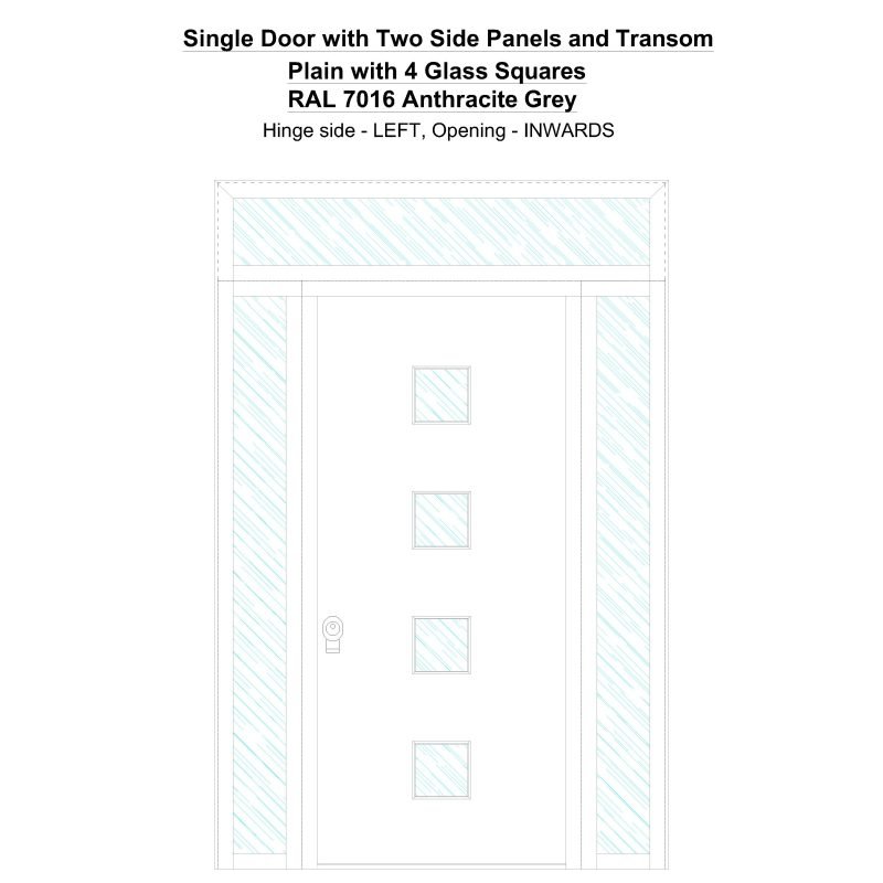 Sd2spt Plain With 4 Glass Squares Ral 7016 Anthracite Grey Security Door