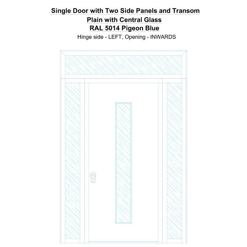 Sd2spt Plain With Central Glass Ral 5014 Pigeon Blue Security Door