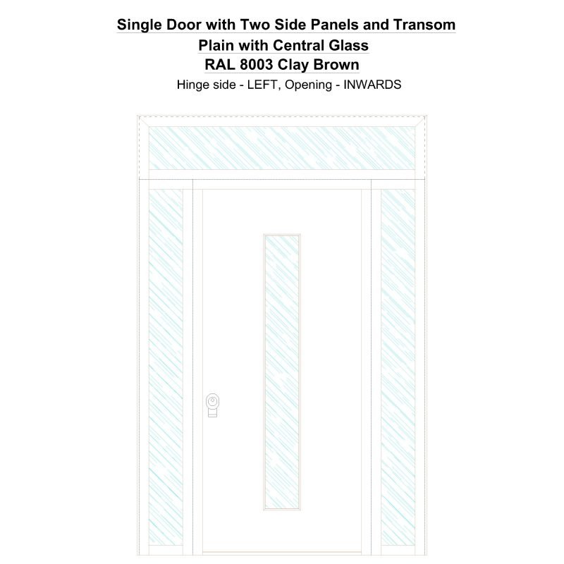 Sd2spt Plain With Central Glass Ral 8003 Clay Brown Security Door