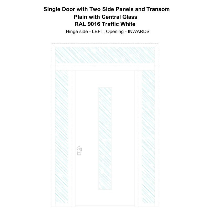 Sd2spt Plain With Central Glass Ral 9016 Traffic White Security Door