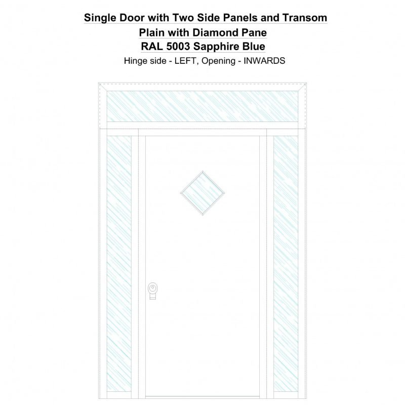 Sd2spt Plain With Diamond Pane Ral 5003 Sapphire Blue Security Door
