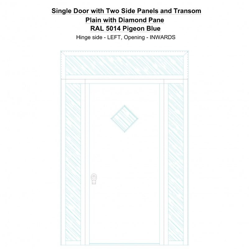 Sd2spt Plain With Diamond Pane Ral 5014 Pigeon Blue Security Door
