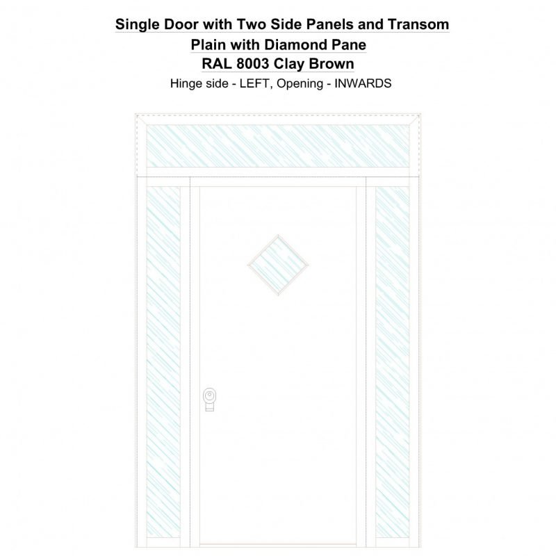 Sd2spt Plain With Diamond Pane Ral 8003 Clay Brown Security Door